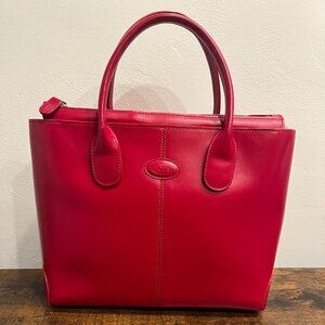 Tod’s Red Leather Top Handle Classic D-Bag